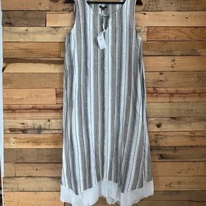 NWT Striped linen blend dress with sheer bottom | size. XL